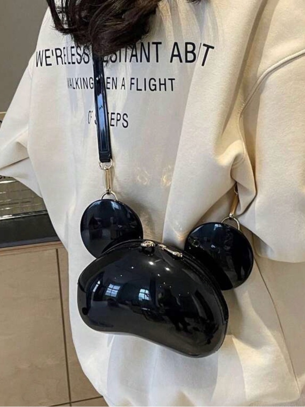Black Novelty Ear-Shape Crossbody Bag